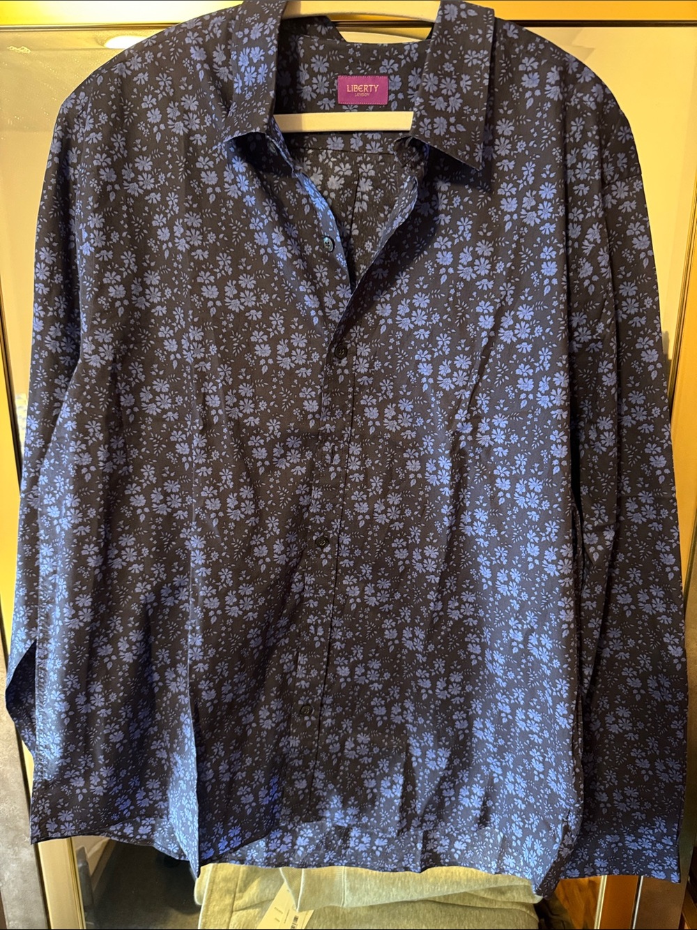 Liberty London Men's Navy Floral Button-Up Shirt